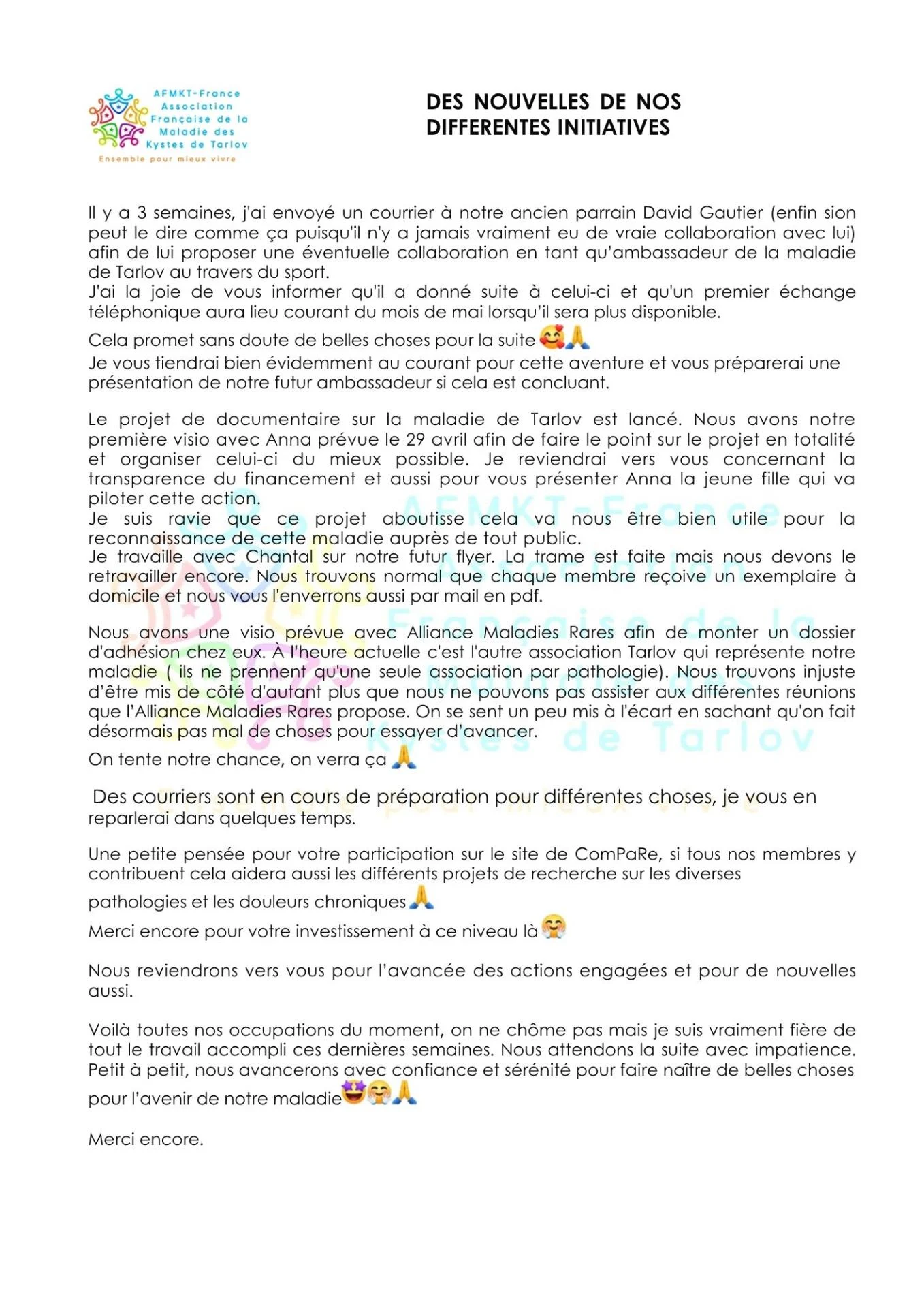 Des nouvelles de nos diffe rentes initiatives pdf