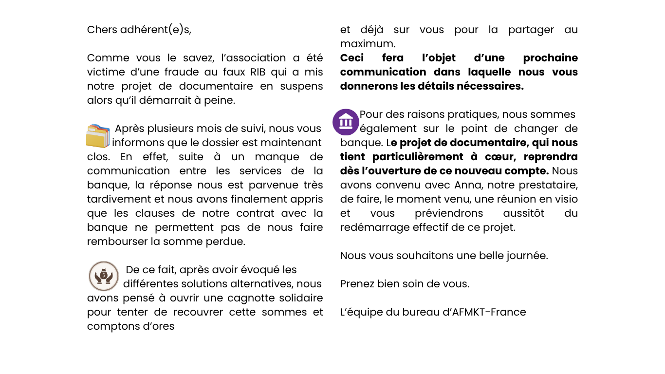 Fin dossier fraude